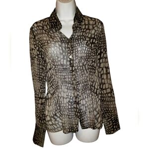 Piazza Sempione Silk Button Up Long Sleeves Blouse Top Sz 2 Designer